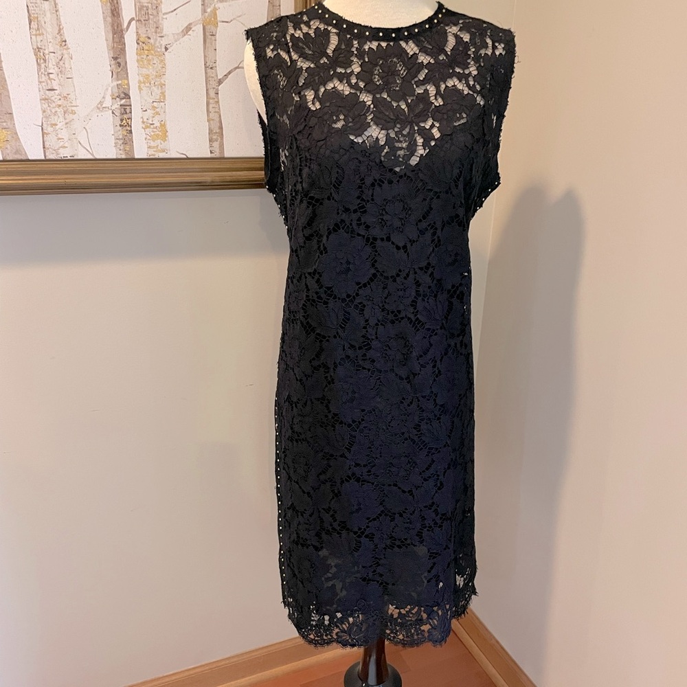 Valentino luxury designer black lace midi shift dress Size 4 to 8 orig $2,490